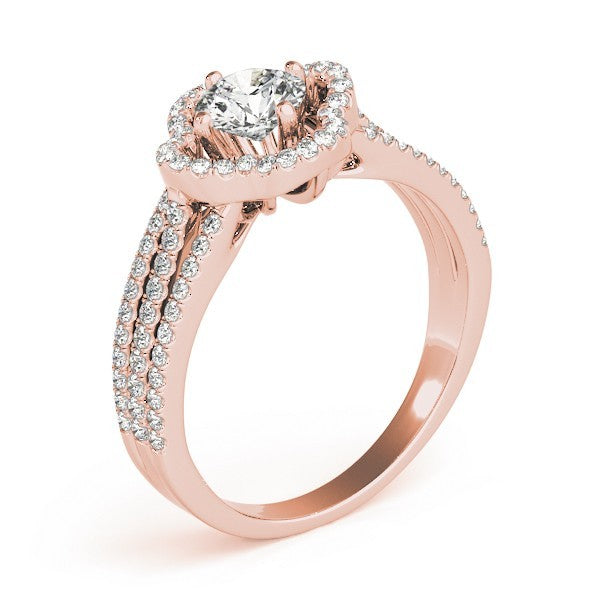 Lab Grown Round Diamond Halo Engagement Ring 