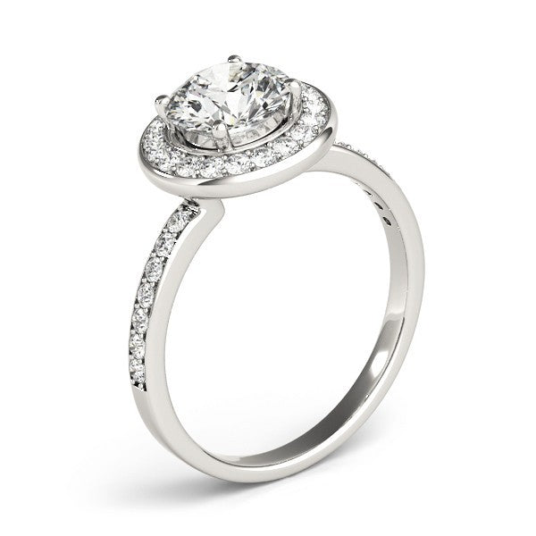 Lab Grown Round Diamond Halo Engagement Ring 