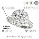Lab Grown Round Diamond Halo Engagement Ring