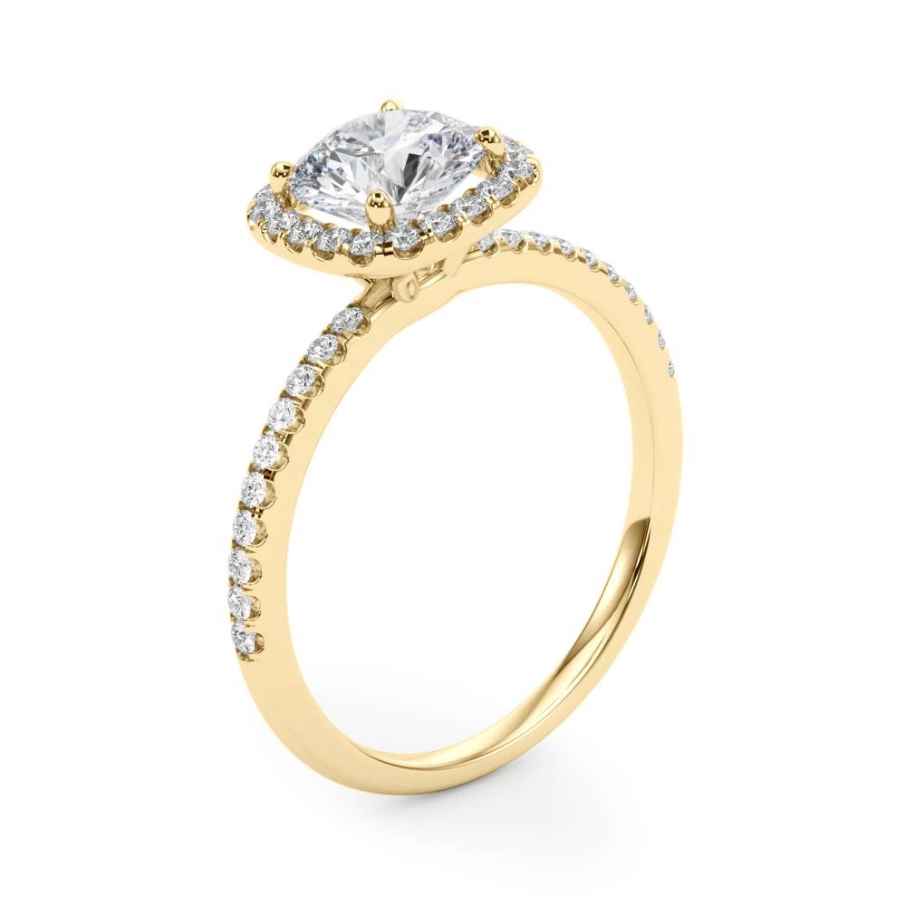 Lab Grown Round Diamond Halo Engagement Ring 
