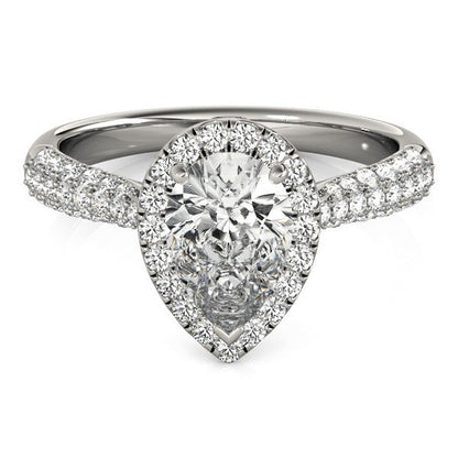  Lab Grown Pear Shape Diamond Halo Engagement Ring