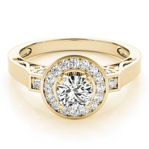 Lab Grown Round Diamond Halo Engagement Ring 18K White Gold