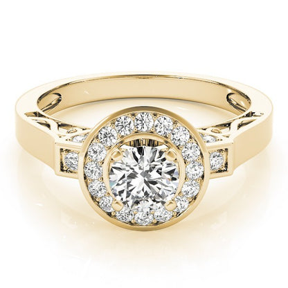 Lab Grown Round Diamond Halo Engagement Ring 18K White Gold