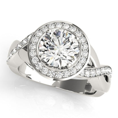 Lab Grown Round Cut Diamond 2.00Ct DE/VS Halo Engagement Ring 18K Yellow Gold