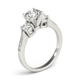 0.50Ct To 2.00Ct Lab Grown Round Diamond 3 Stone Engagement Ring Platinum