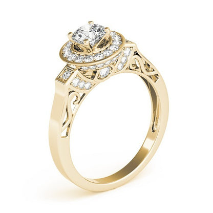 Lab Grown Round Diamond Halo Engagement Ring 18K White Gold
