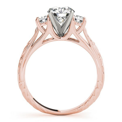 Lab Grown Round Diamond Art Designer 3 Stone Engagement Ring Platinum