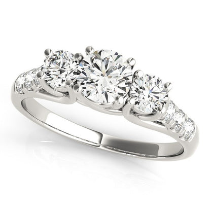 Lab Grown Round Cut Diamond 3-Stone Engagement Ring In DE/VS 0.50Ct To 2.00Ct