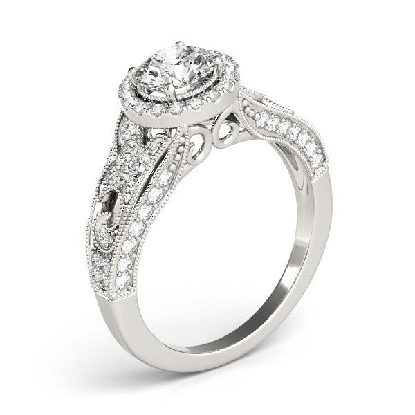 Lab Grown Round Diamond Halo Engagement Ring