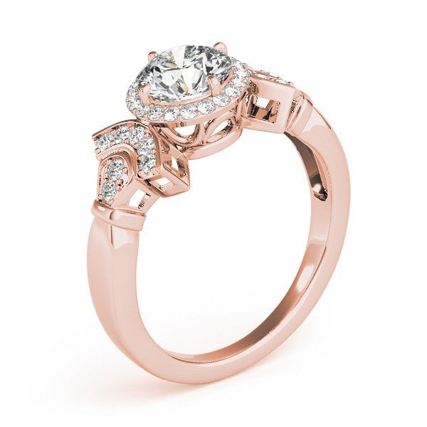 Lab Grown Round Diamond Halo Engagement Ring