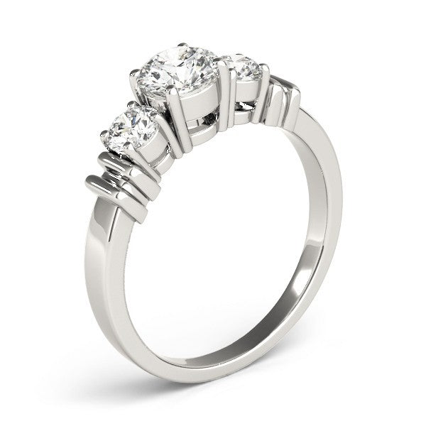 2.00Ct Lab Grown Round Diamond 3 Stone Engagement Ring Platinum - Two Tone