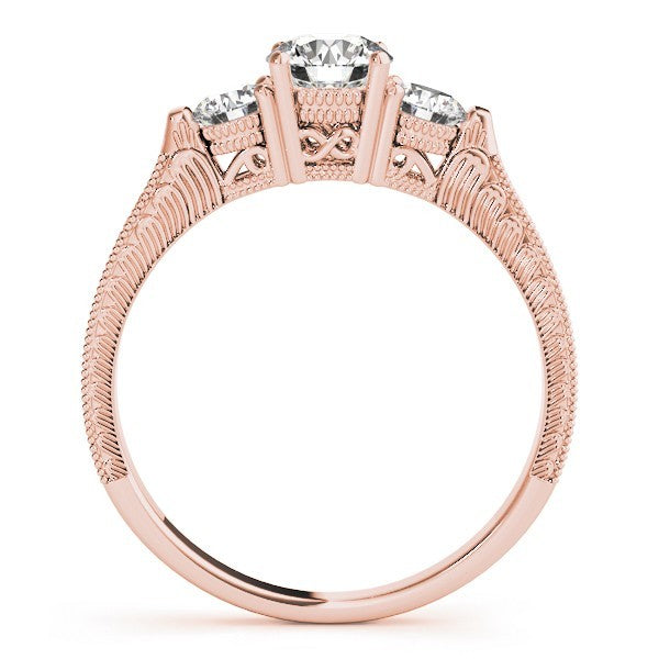 2.00Ct Lab Grown Round Diamond Milgrain 3 Stone Engagement Ring Platinum