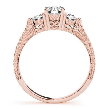 2.00Ct Lab Grown Round Diamond Milgrain 3 Stone Engagement Ring Platinum