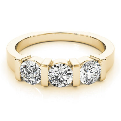 2.00Ct Lab Grown Round Diamond Bar Set 3 Stone Engagement Ring Platinum