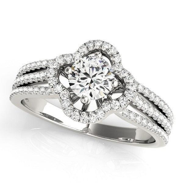 Lab Grown Round Diamond Halo Engagement Ring 
