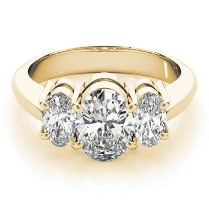 Lab-Grown Oval Diamond 3 Stone Engagement Ring – 18K Rose Gold