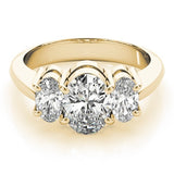 Lab-Grown Oval Diamond 3 Stone Engagement Ring – 18K Rose Gold