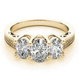Lab-Grown Oval Diamond 3 Stone Engagement Ring In 18K White Gold