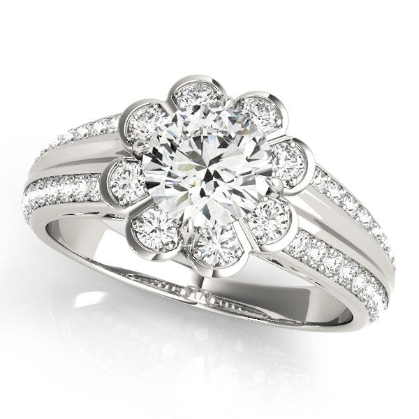 Lab Grown Round Cut Diamond Halo Engagement Ring