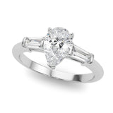 Lab-Grown Pear Cut Diamond 3 Stone Engagement Ring
