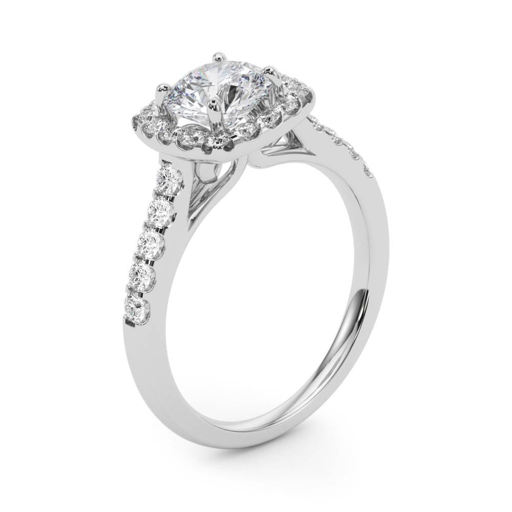 Lab Grown Round Diamond Halo Engagement Ring