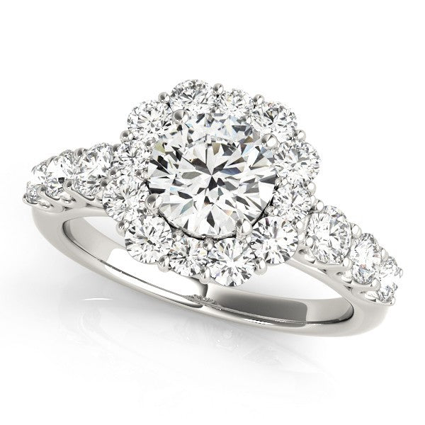 Lab Grown Round Cut Diamond Halo Engagement Ring