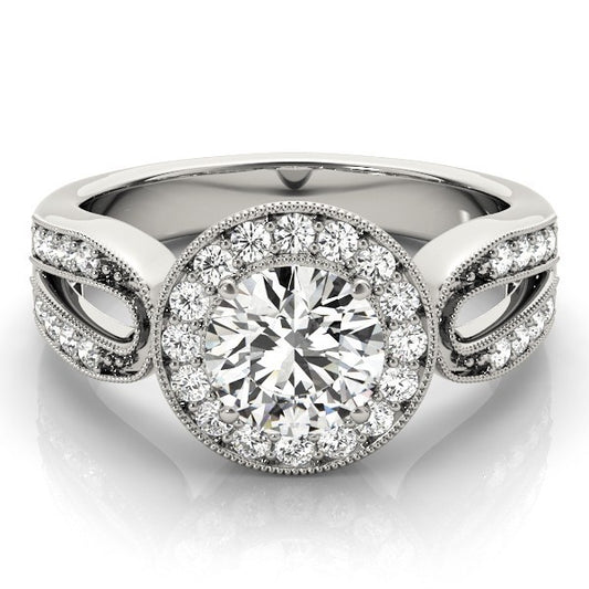 Lab Grown Round Diamond Halo Engagement Ring 