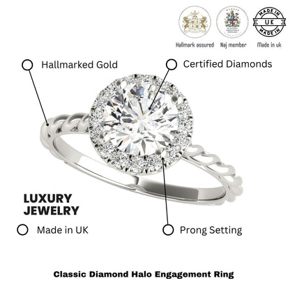 Lab-Grown Diamond Halo Engagement Ring in Platinum