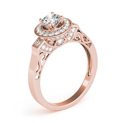 Lab Grown Round Diamond Halo Engagement Ring 18K White Gold