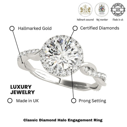 Lab-Grown Diamond 2.00 CT DE/VS Halo Engagement Ring in Platinum