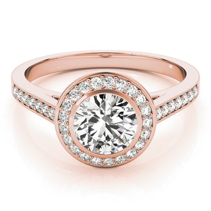 Lab Grown Round Cut Diamond Halo Engagement Ring