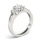 Lab-Grown Oval Cut Diamond Trilogy Engagement Ring 18K White Gold