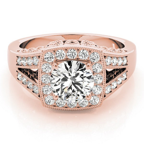 Lab Grown Round Diamond Halo Engagement Ring