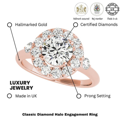 Lab Grown Round Diamond Halo Engagement Ring