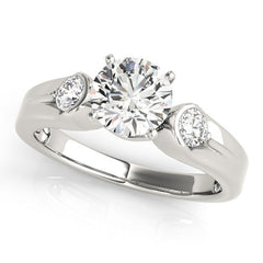 Diamond ring with three diamonds on a white background