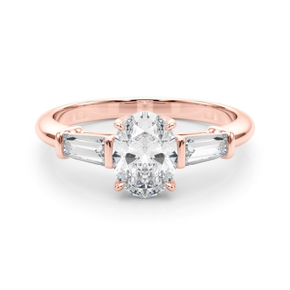Lab-Grown Oval Diamond 3 Stone Engagement Ring