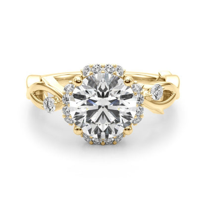 Lab-Grown Round Cut Diamond Halo Engagement Ring Platinum