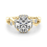Lab-Grown Round Cut Diamond Halo Engagement Ring Platinum