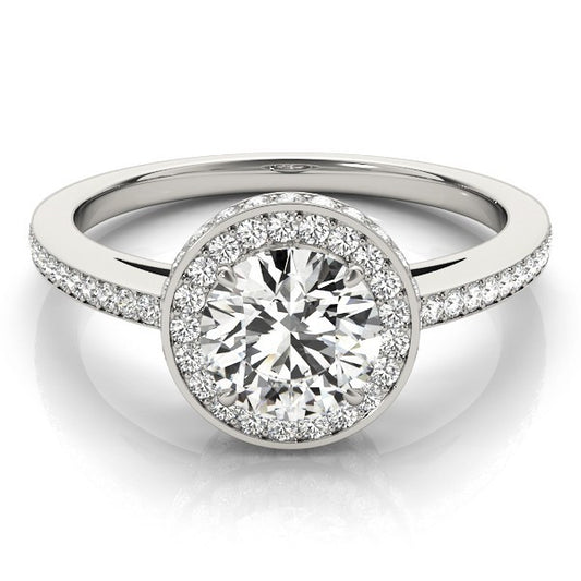 Lab Grown Round Diamond Halo Engagement Ring