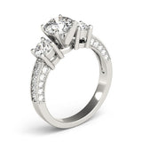 Lab Grown Round Diamond Trilogy Engagement Ring Platinum 2CT DE/VS