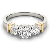 2.00Ct Lab Grown Round Diamond 3 Stone Engagement Ring Platinum - Two Tone