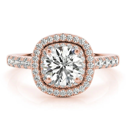 Lab Grown Round Cut  Diamond Halo Engagement Ring