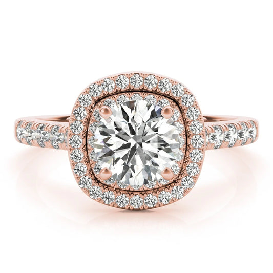 Lab Grown Round Cut  Diamond Halo Engagement Ring
