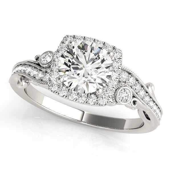 Lab Grown Round Diamond Halo Engagement Ring 
