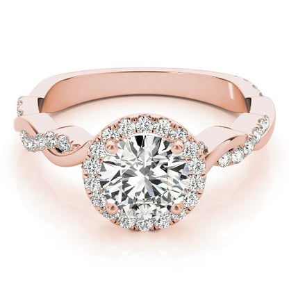 Lab Grown Round Cut Diamond Halo Engagement Ring  For Women