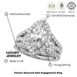 2.00Ct DE/VS Lab Grown Marquise Diamond Halo Engagement Ring Platinum