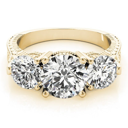 Platinum Lab Grown Diamond Trilogy Engagement Ring Art Deco Designer 2CT DE/VS