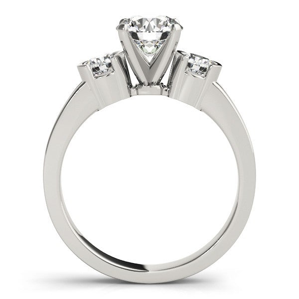 Diamond ring with three diamonds on a white background