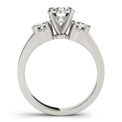 Diamond ring with three diamonds on a white background