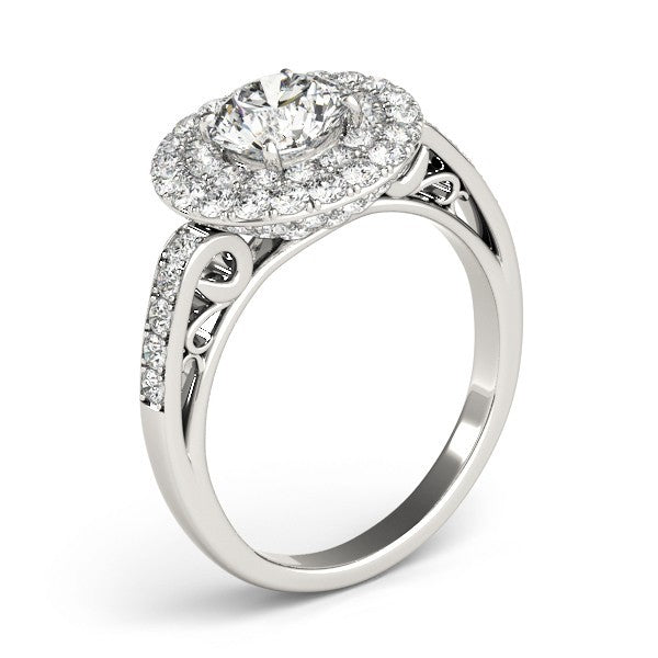 Lab Grown Round Cut Diamond Halo Engagement Ring